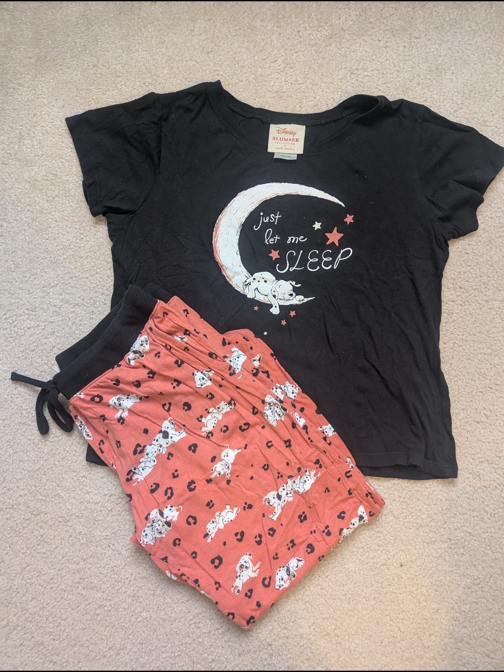 Disney Slumber Like New Just Let Me Sleep Dalmatian PJs Two Piece Women's Large